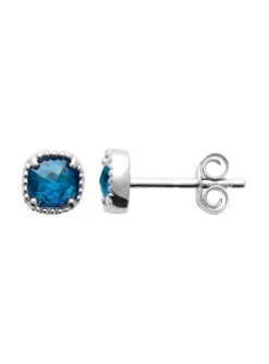 Boucles d'oreilles puces Brillaxis pierre bleue_x005f_x000D_argent