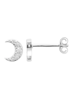 Boucles d'oreilles puces Brillaxis lune argent