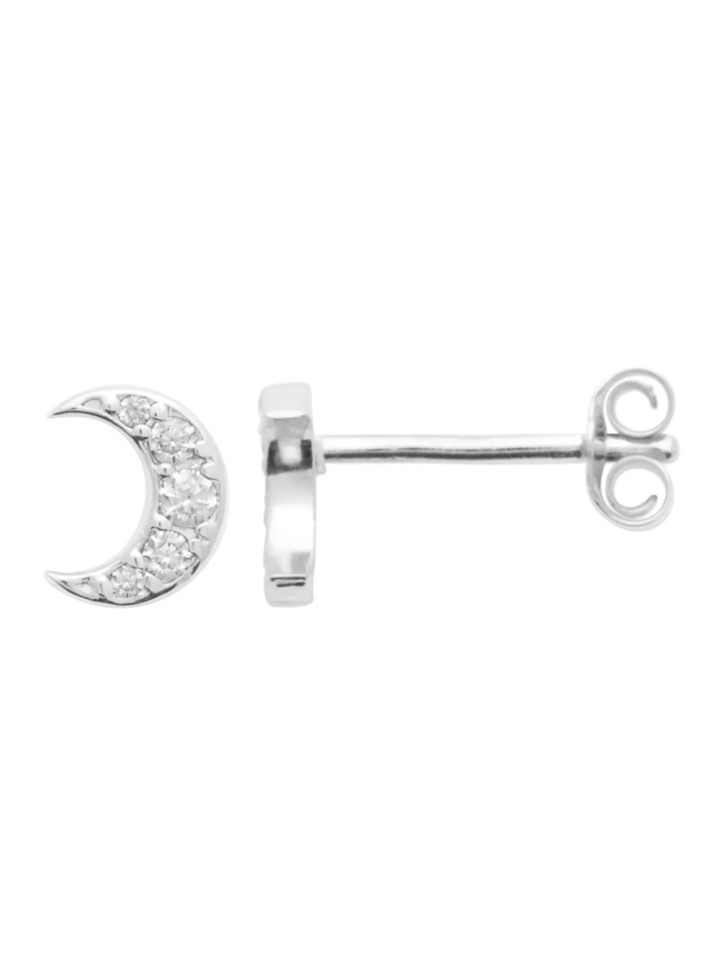 Boucles d'oreilles puces Brillaxis lune argent