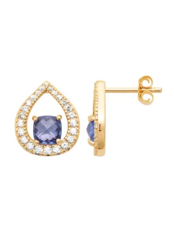 Boucles d'oreilles puces Brillaxis goutte dorée_x005f_x000D_oxyde bleu
