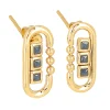 Boucles d'oreilles puces Zag Bijoux ovale_x005f_x000D_acier doré oxyde bleu