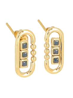 Boucles d'oreilles puces Zag Bijoux ovale_x005f_x000D_acier doré oxyde bleu