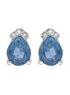 Boucles d'oreilles saphir poire diamants or blanc
