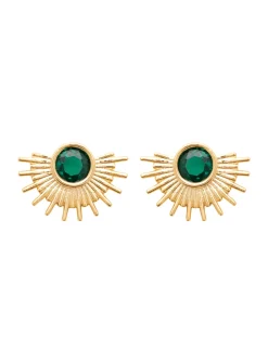 Boucles d'oreilles Soleil Brillaxis_x005f_x000D_Plaqué Or avec Oxydes de zirconium