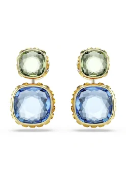 Boucles d'oreilles Swarovski Chroma réversibles_x005f_x000D_bleu, vert et rose
