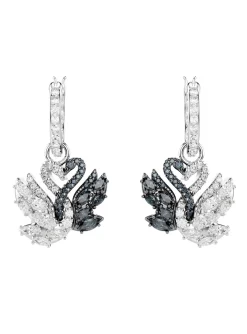 Boucles d'oreilles Swarovski Swan noir et blanc