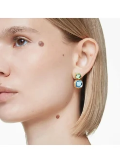 Boucles d'oreilles Swarovski Chroma réversibles_x005f_x000D_bleu, vert et rose