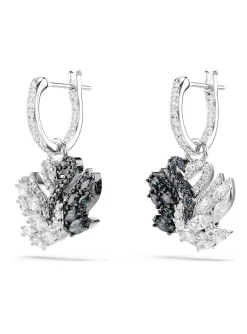 Boucles d'oreilles Swarovski Swan noir et blanc