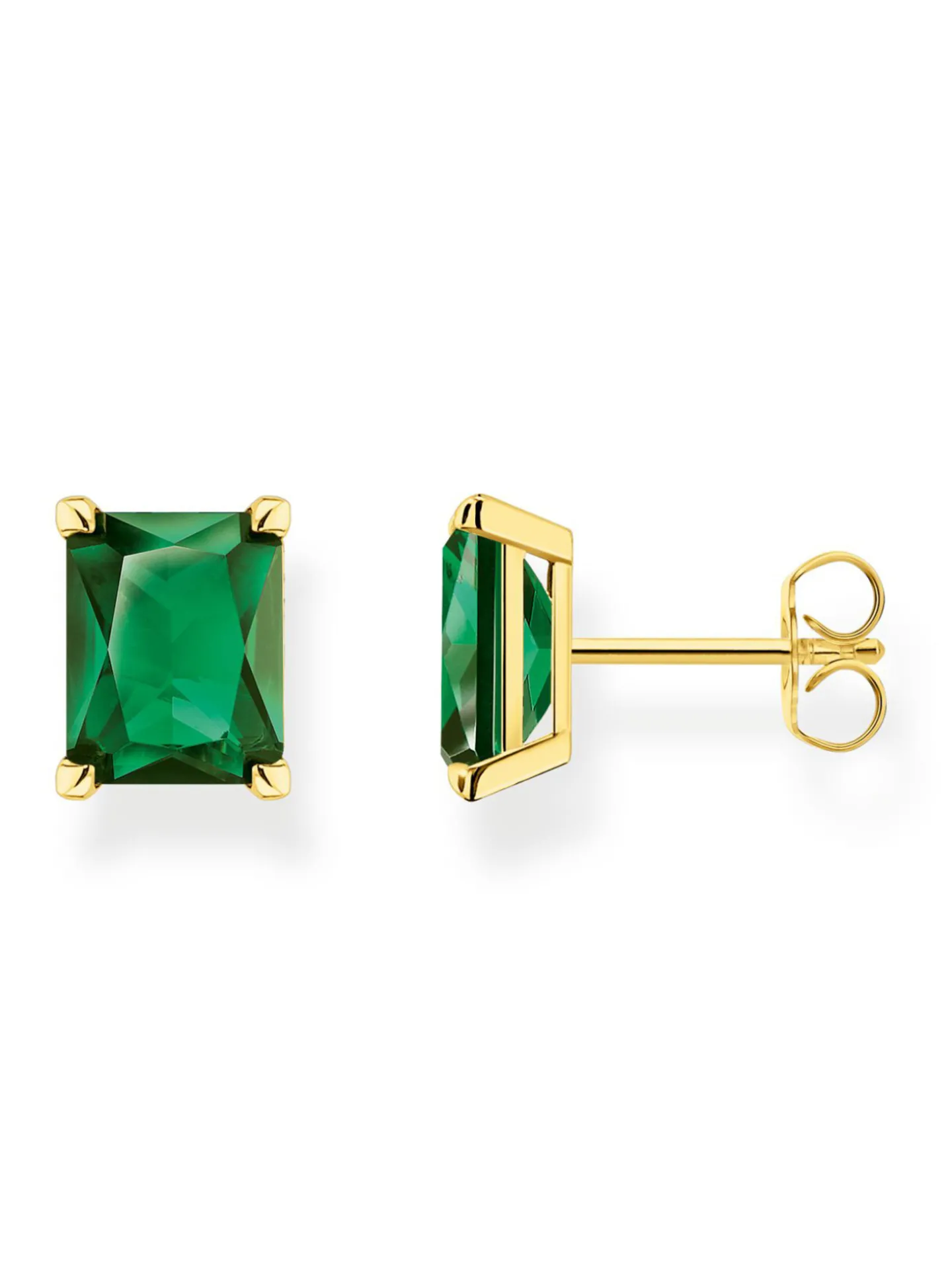 Boucles d'oreilles Thomas Sabo argent doré oxyde_x005f_x000D_vert rectangulaire