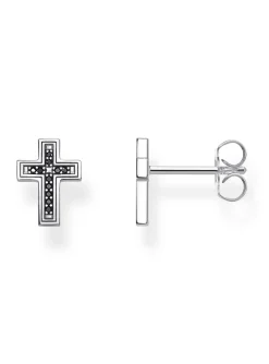 Boucles d'oreilles Thomas Sabo croix oxydes noirs
