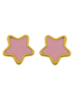 Boucles d'oreilles étoiles laquées rose or 9 carats