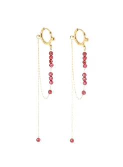 Boucles d'oreilles Zag Bijoux acier doré grenat