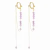 Boucles d'oreilles Zag bijoux acier doré améthystes
