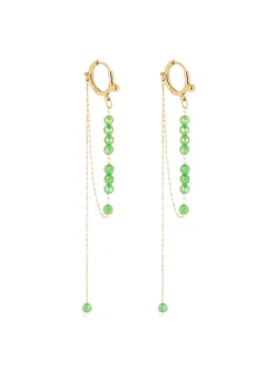 Boucles d'oreilles Zag Bijoux acier doré pierres_x005f_x000D_vertes