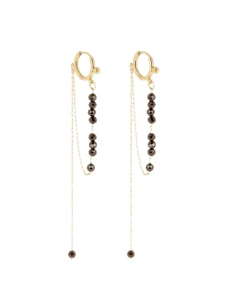 Boucles d'oreilles Zag Bijoux acier doré_x005f_x000D_perles noires