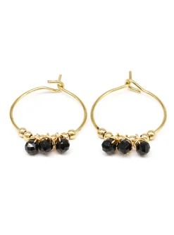 Boucles d'oreilles Zag Bijoux Fanny acier doré onyx