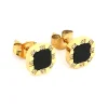 Boucles d'oreilles Zag Bijoux Fedele acier doré onyx_x005f_x000D_zirconium