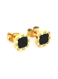 Boucles d'oreilles Zag Bijoux Fedele acier doré onyx_x005f_x000D_zirconium