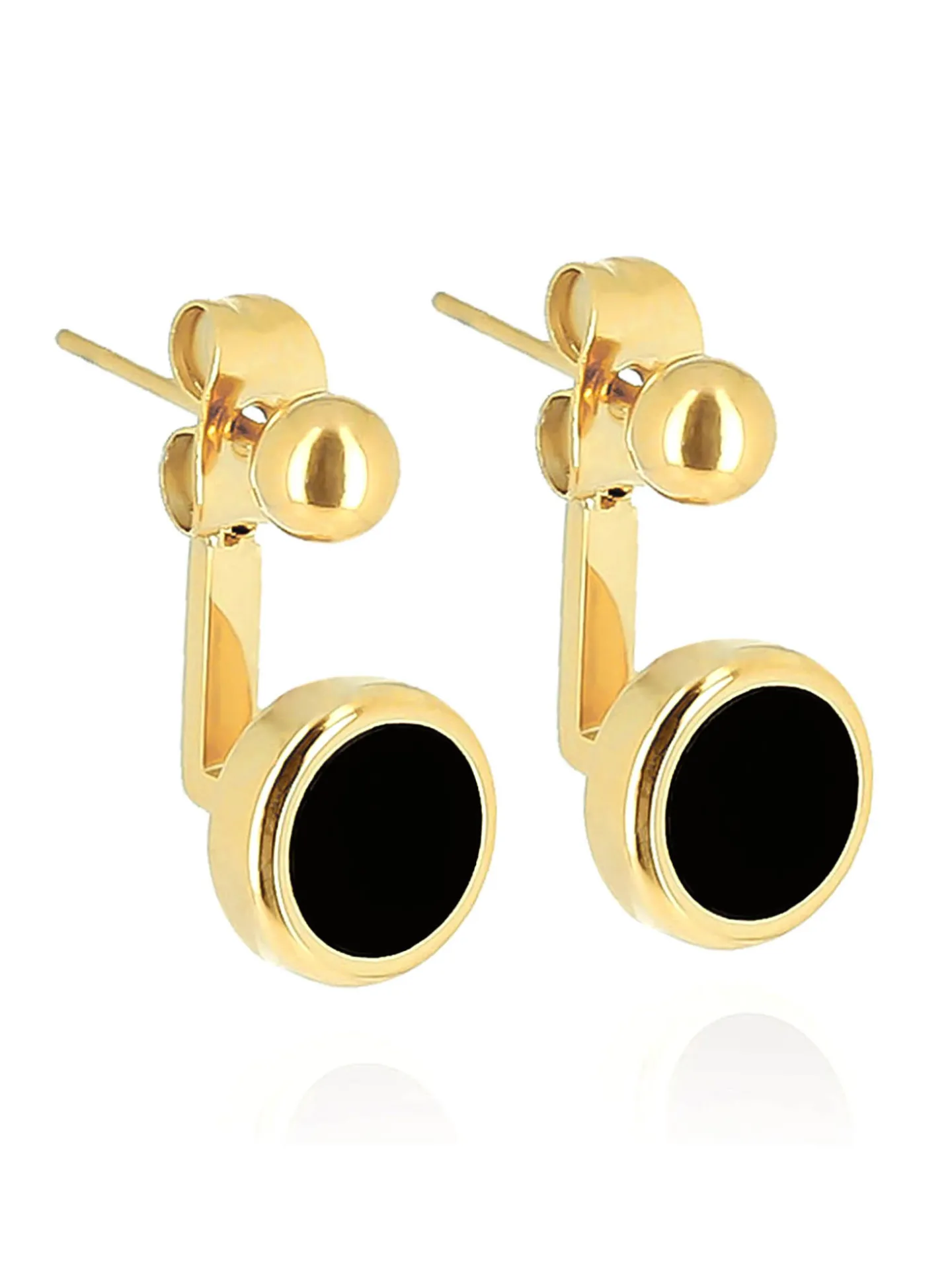 Boucles d'oreilles Zag Bijoux Mainland acier doré_x005f_x000D_onyx