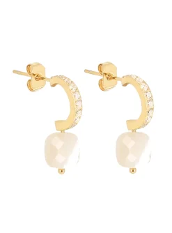 Boucles d'oreilles Zag Bijoux Pablo acier doré_x005f_x000D_nacre grise