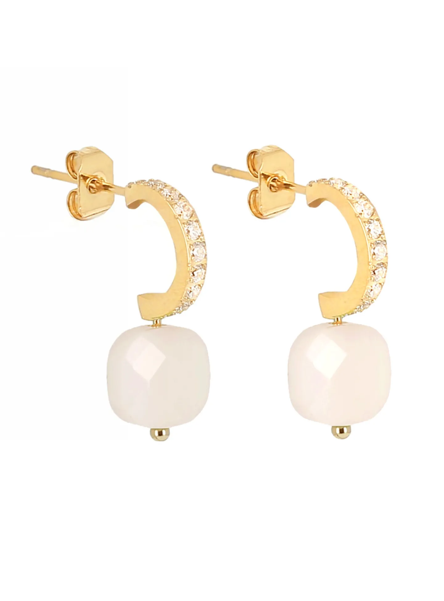 Boucles d'oreilles Zag Bijoux Pablo agate blanche