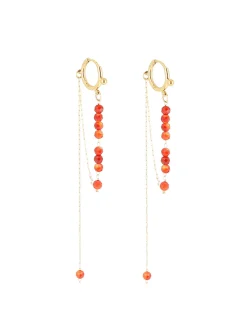 Boucles d'oreilles Zag bijoux acier doré cornaline