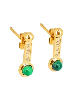 Boucles d'oreilles Zag Bijoux Asma acier doré_x005f_x000D_malachite