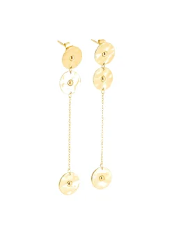 Boucles d'oreilles Zag Bijoux longues acier doré