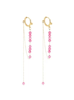 Boucles d'oreilles Zag Bijoux acier doré pierres_x005f_x000D_roses
