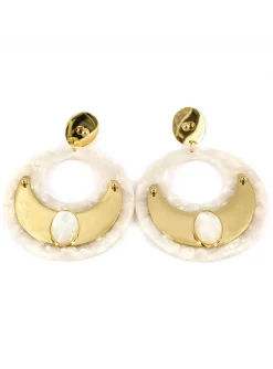 Boucles d'oreilles Zag Bijoux acier doré_x005f_x000D_acétate blanc