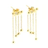Boucles d'oreilles Zag boules dorées avec chaînes