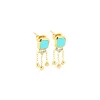 Boucles d'oreilles Zag carré nacre avec chaînes