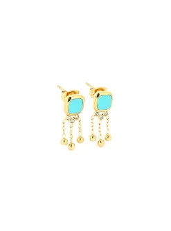 Boucles d'oreilles Zag carré nacre avec chaînes