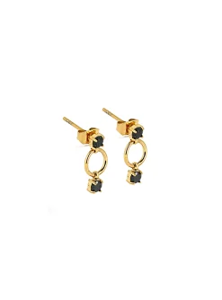 Boucles d'oreilles Zag cercle doré avec oxydes noirs
