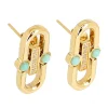 Boucles d'oreilles Zag Délita acier doré turquoise