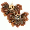Boucles d'oreilles Zag dorées marron-gold brown - plume -acetate