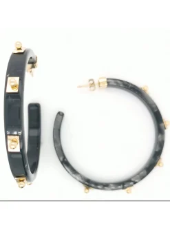 Boucles d'oreilles Zag doré noir- gold black