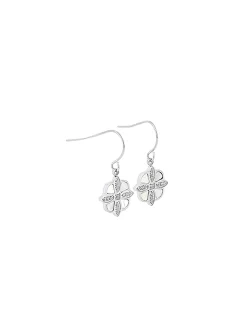 Boucles d'oreilles Zag motif floral nacre et oxydes
