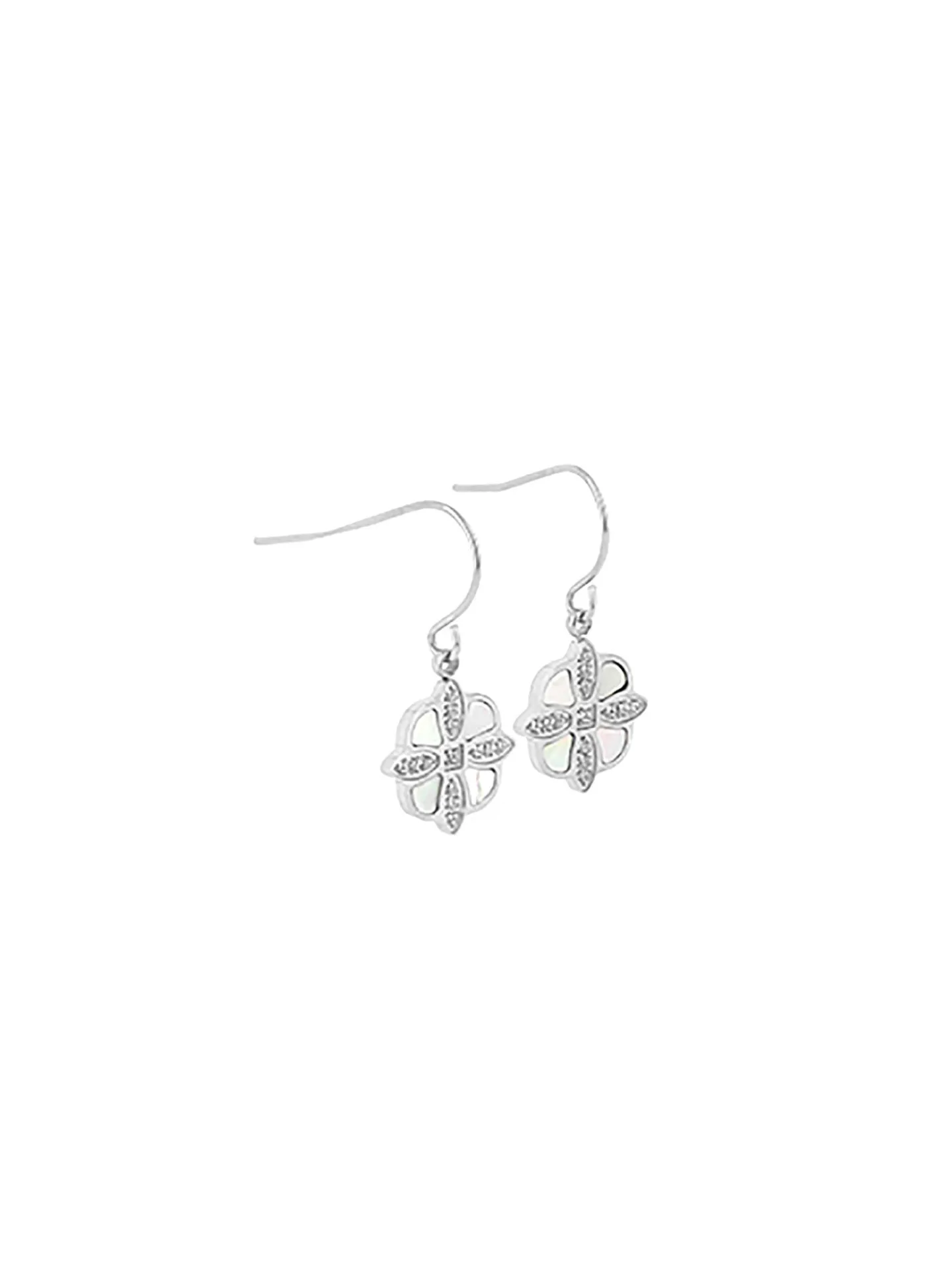 Boucles d'oreilles Zag motif floral nacre et oxydes