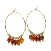 Boucles d'oreilles Zag Zoé cornaline acier doré