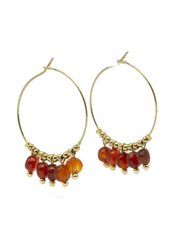Boucles d'oreilles Zag Zoé cornaline acier doré