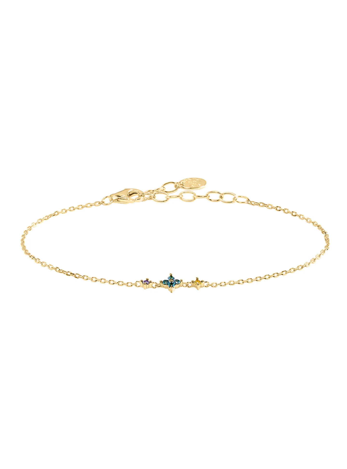 Bracelet Agatha Beloved argent doré 3 motifs oxydesmulticolores