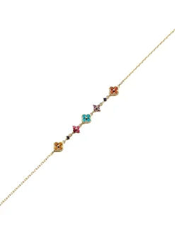 Bracelet Agatha Beloved en argent plaqué orligne de fleurs serties d'oxydes multicolores