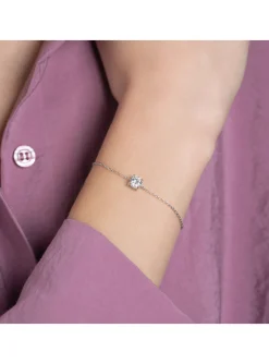 Bracelet Brillaxis argent rhodié solitaire 4 griffes