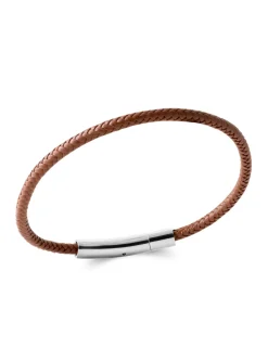 Bracelet Brillaxis cuir marron et acier