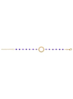 Bracelet Brillaxis motif soleil et améthystes 17.5cm