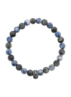 Bracelet Brillaxis Perles Sodalite Tête de mort