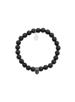 Bracelet Brillaxis Pierre de lave Tête de mort_x005f_x000D_60 mm