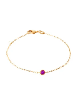 Bracelet Brillaxis plaqué or solitaire rouge