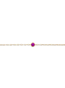 Bracelet Brillaxis plaqué or solitaire rouge